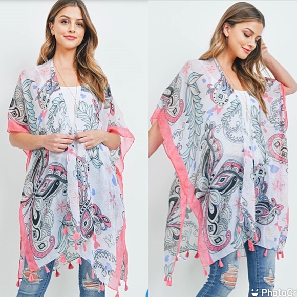 Boho Butterfly Swim Coverup Kimono Wrap O/S - Picture 2 of 5